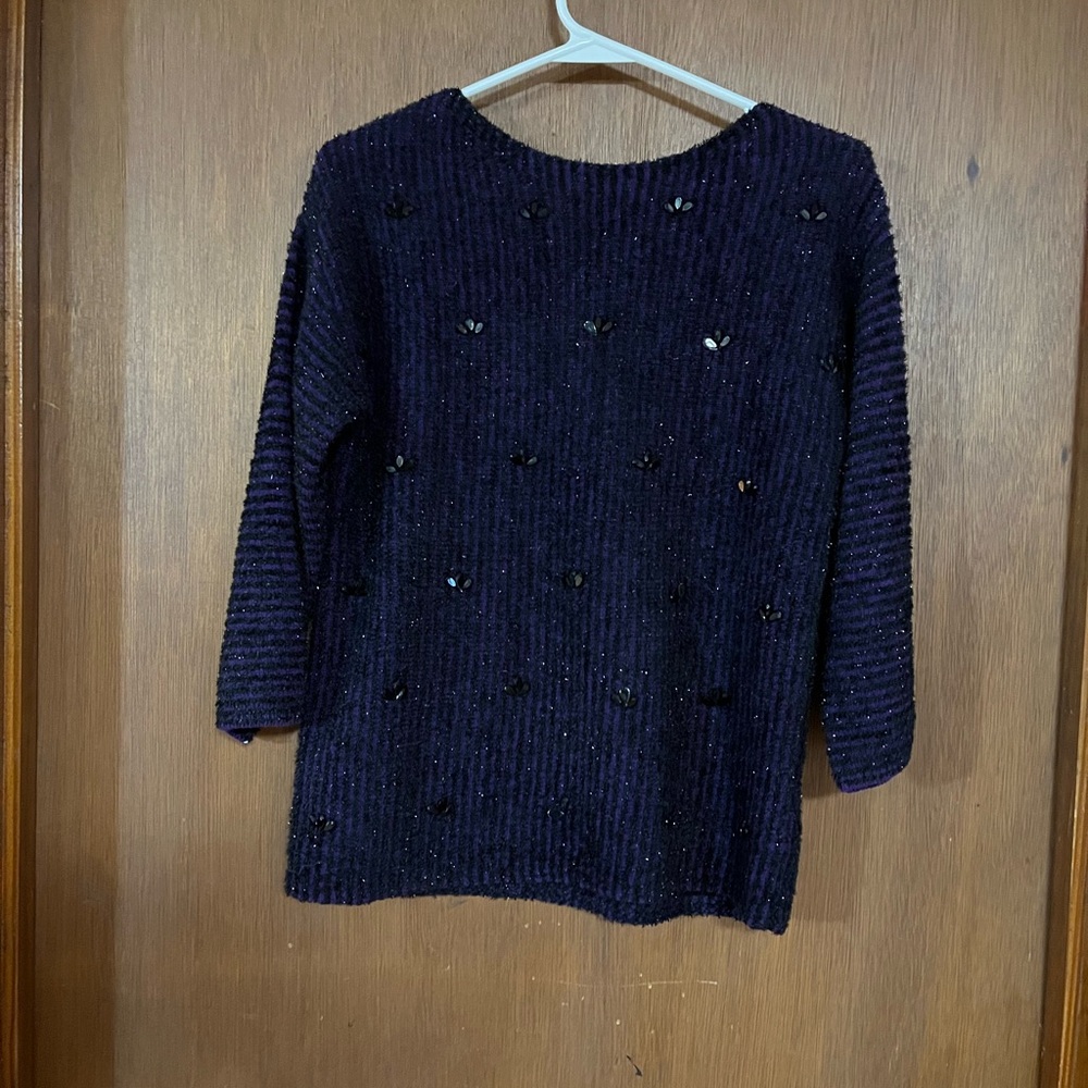 Ruby Rd. Deep Purple Knit Sweater - Picture 9 of 10